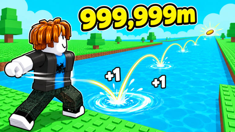 A throw streaking toward distant zones — 999,999m on the marker
